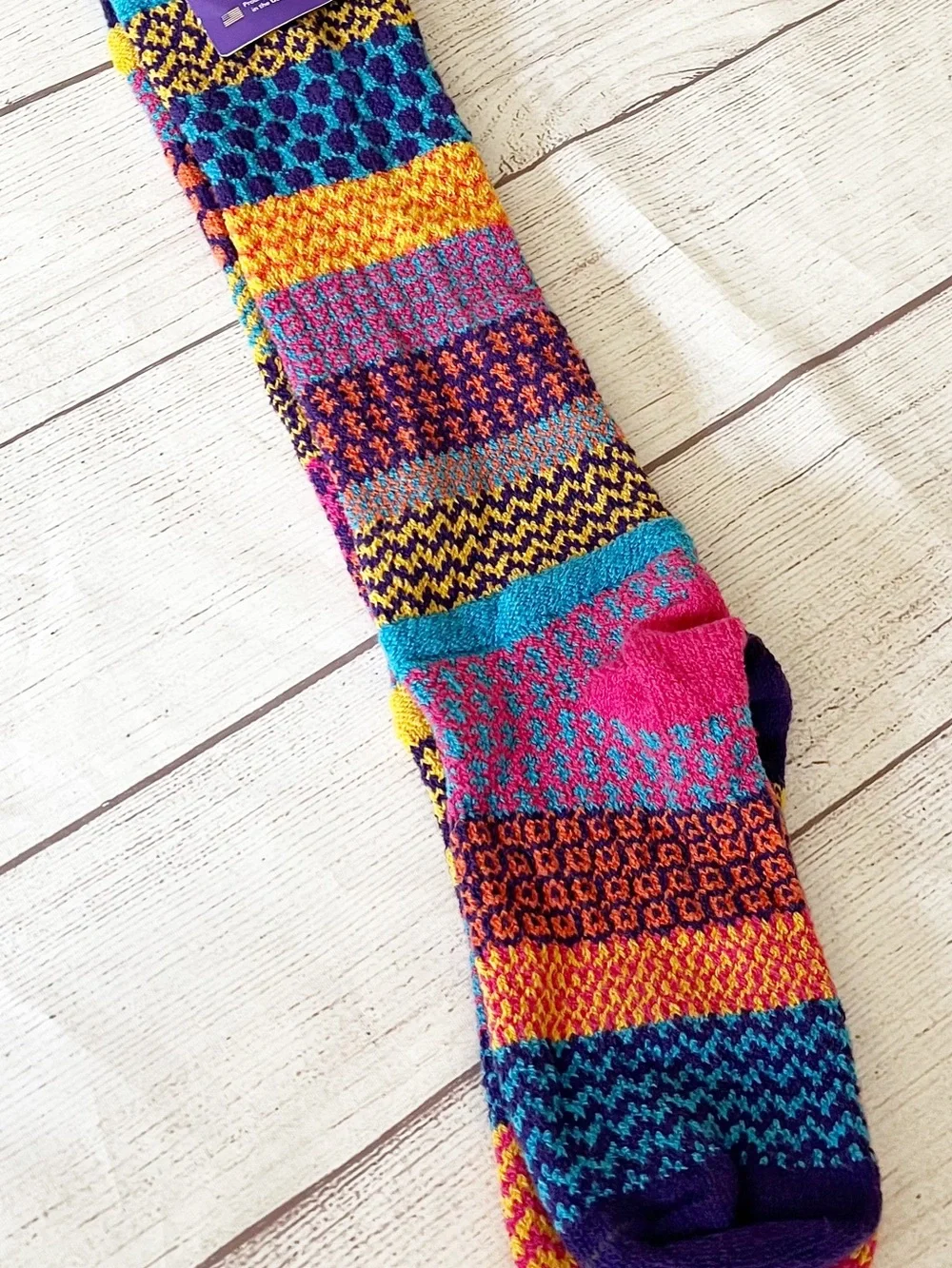 Solmate socks sz 8-10 Carnation multi colored knee socks
